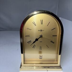 Howard Miller Table/Desk Clock Quartz Brass/Gold 7.5" AA Battery Run Well